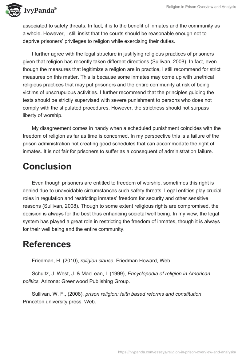 Religion in Prison Overview and Analysis. Page 3