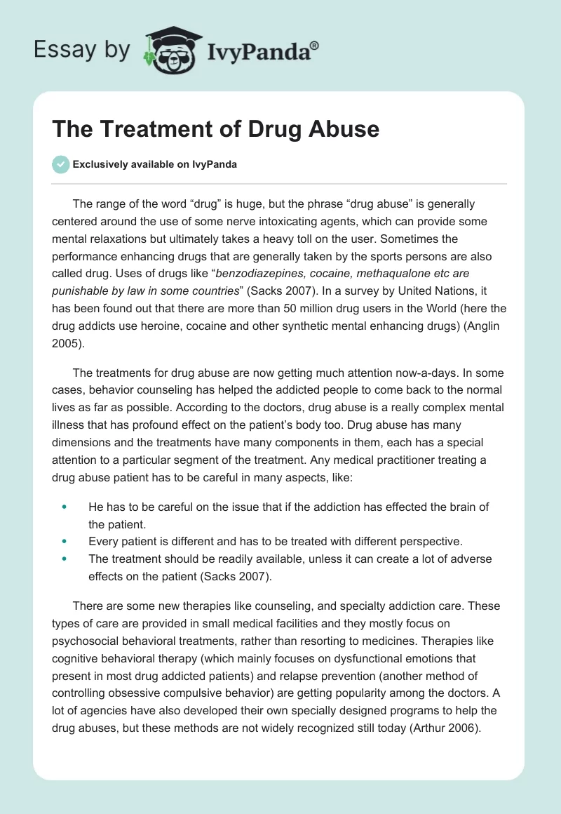 The Treatment of Drug Abuse. Page 1