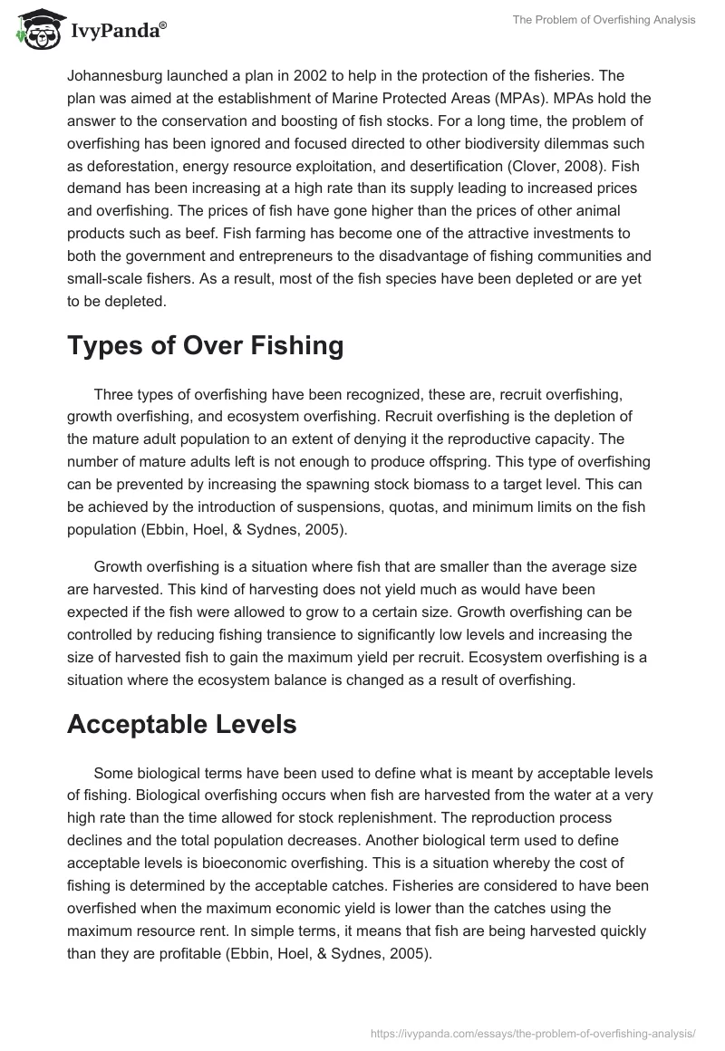 The Problem of Overfishing Analysis. Page 2