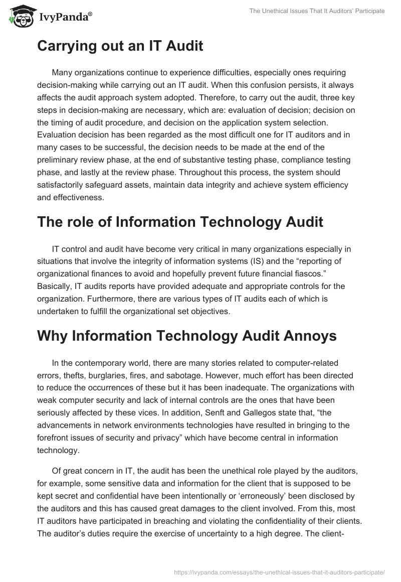 The Unethical Issues That It Auditors’ Participate. Page 2