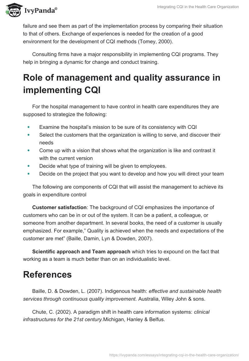 Integrating CQI in the Health Care Organization. Page 2