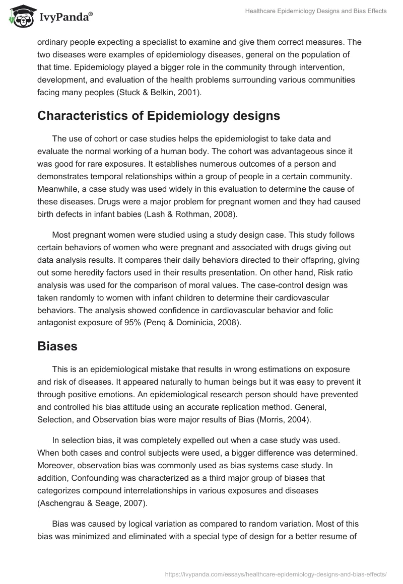 Healthcare Epidemiology Designs and Bias Effects. Page 2