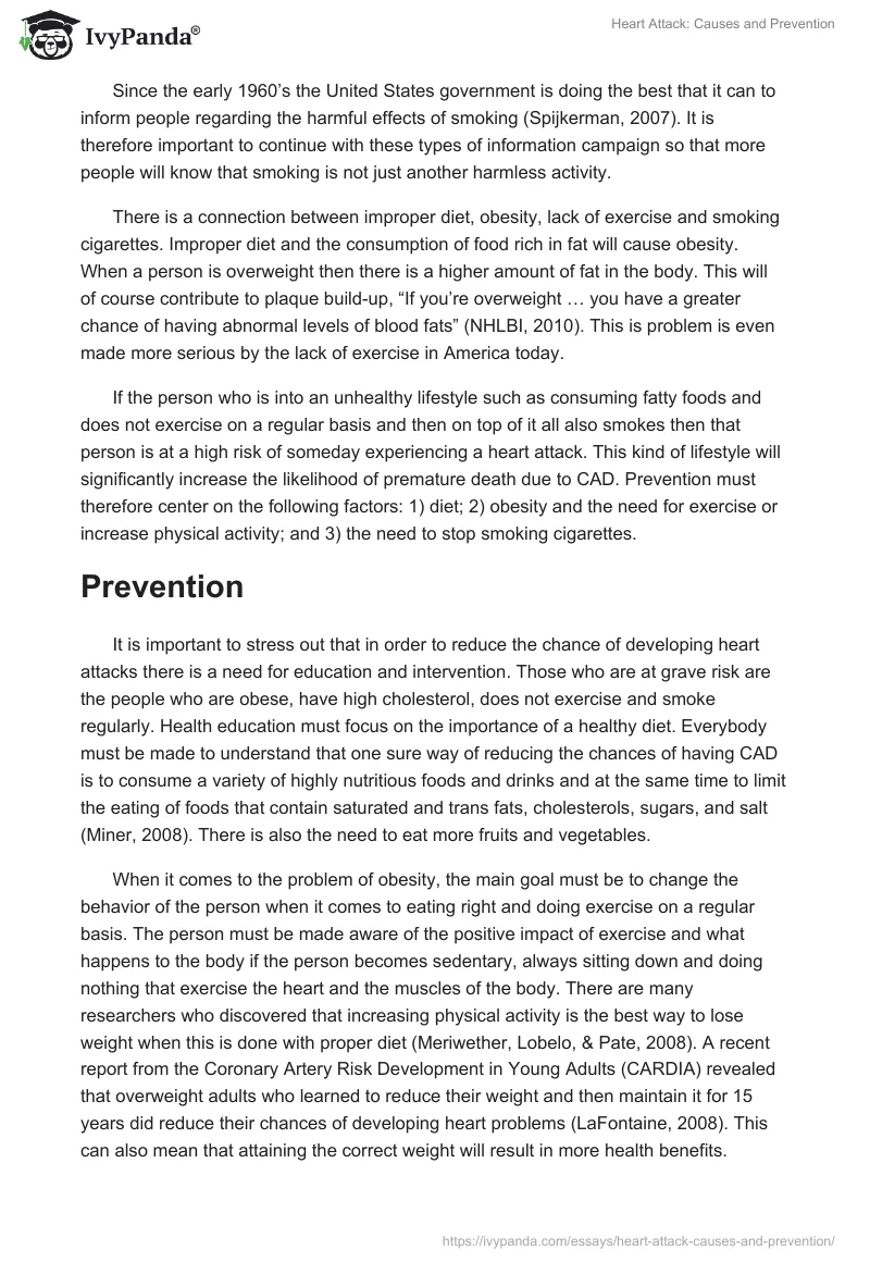Heart Attack: Causes and Prevention. Page 5