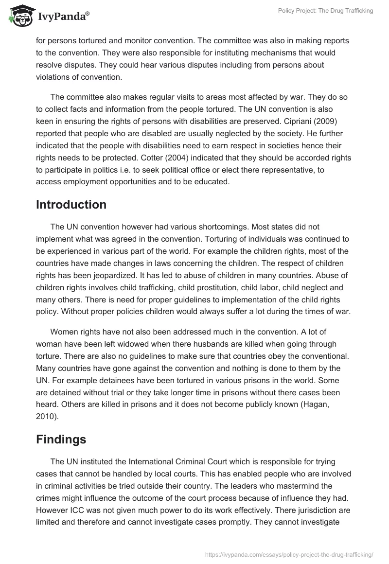 Policy Project: The Drug Trafficking. Page 2
