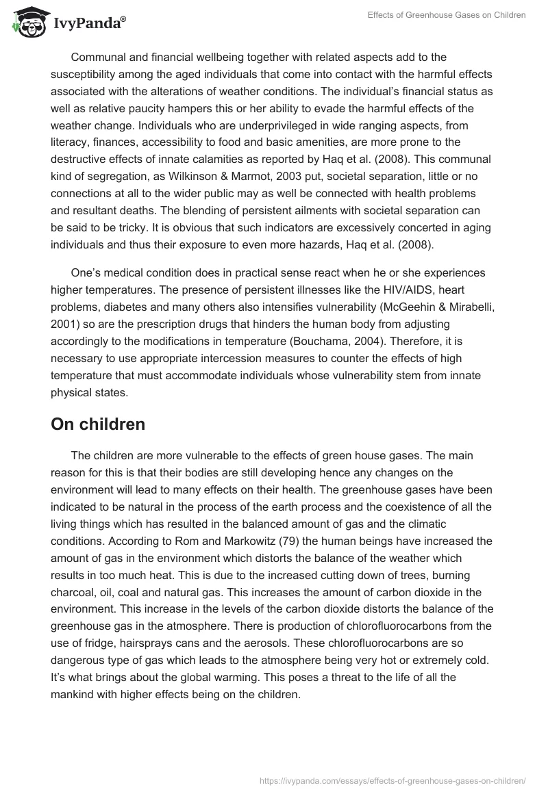 Effects of Greenhouse Gases on Children. Page 3