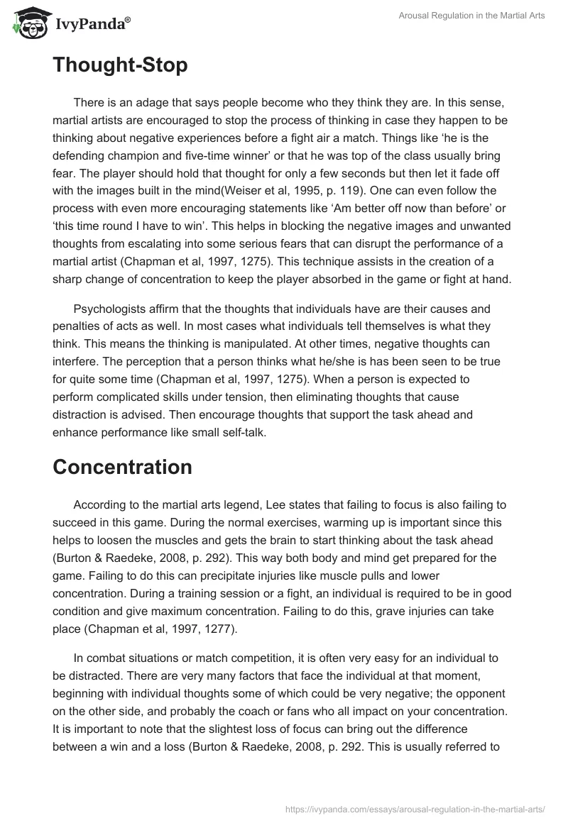 Arousal Regulation in the Martial Arts. Page 3