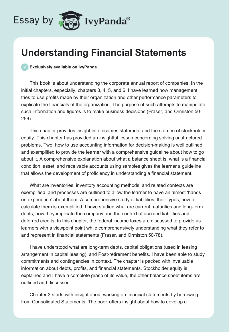 Understanding Financial Statements. Page 1