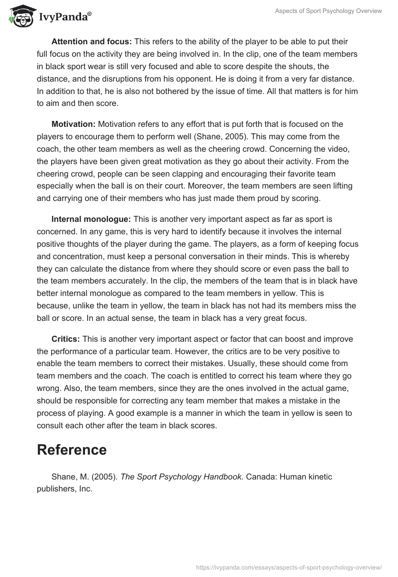 Aspects of Sport Psychology Overview. Page 2