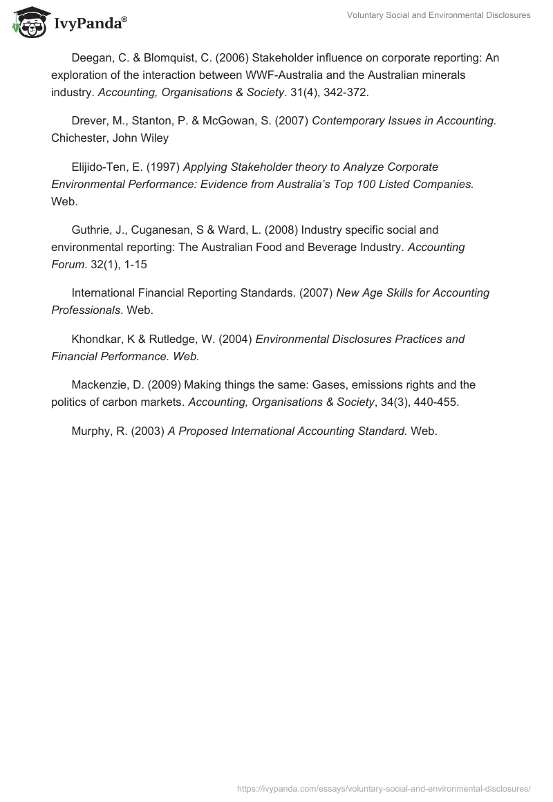 Voluntary Social and Environmental Disclosures. Page 4