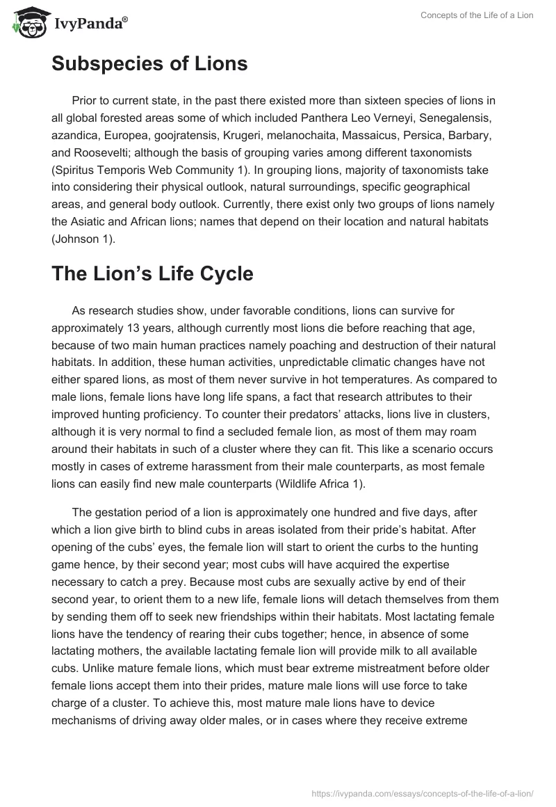 Concepts of the Life of a Lion. Page 4
