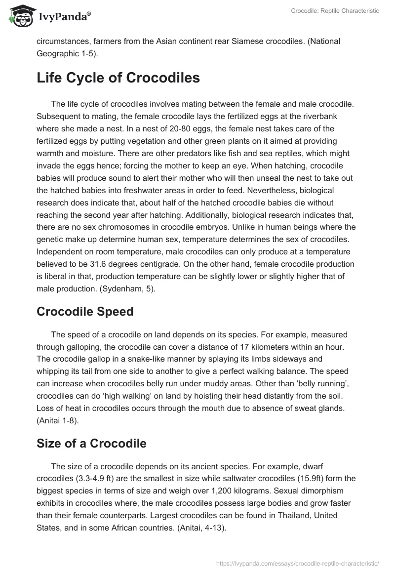 Crocodile: Reptile Characteristic. Page 3