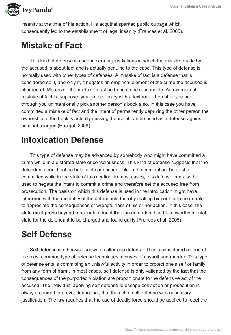 Criminal Defense Case Analysis. Page 2