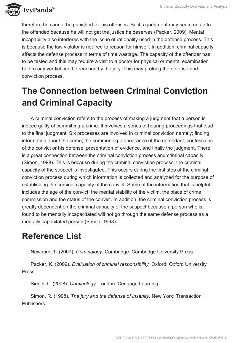 Criminal Capacity Overview and Analysis. Page 3