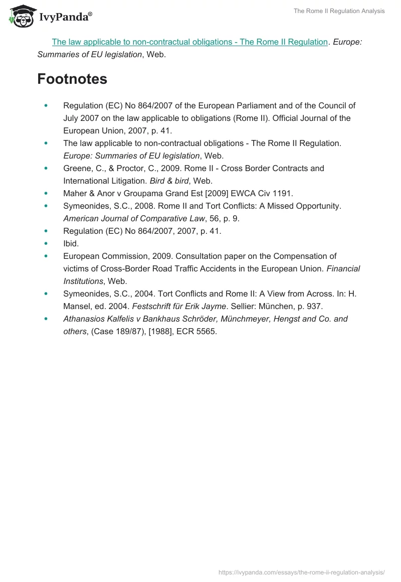 The Rome II Regulation Analysis. Page 3