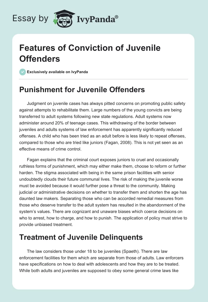 Features of Conviction of Juvenile Offenders. Page 1