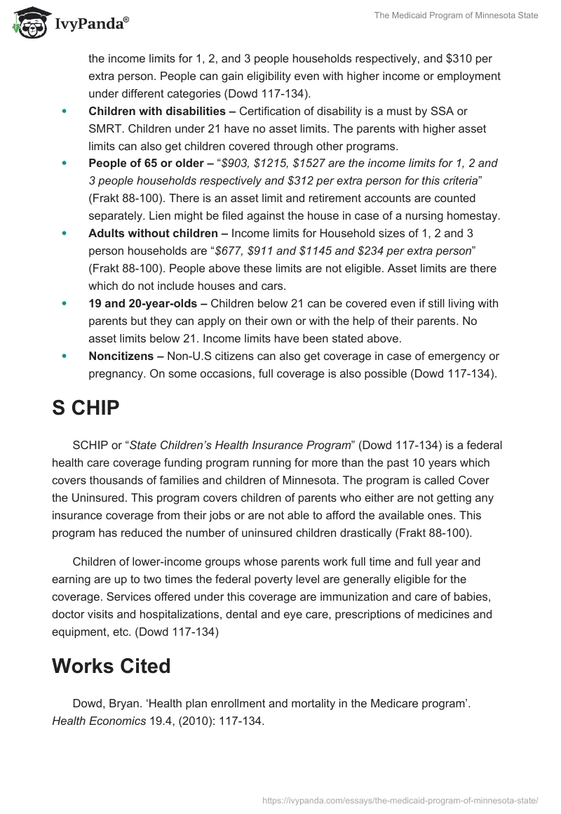 The Medicaid Program of Minnesota State. Page 2