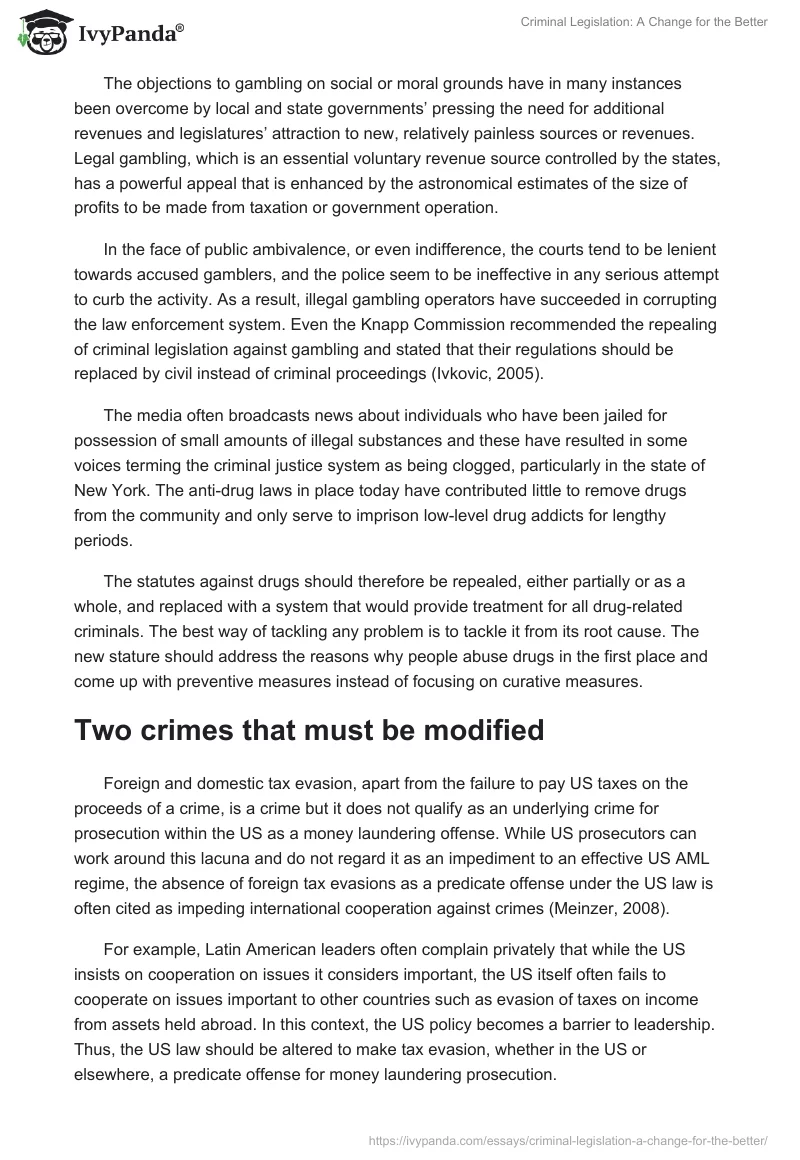 Criminal Legislation: A Change for the Better. Page 3