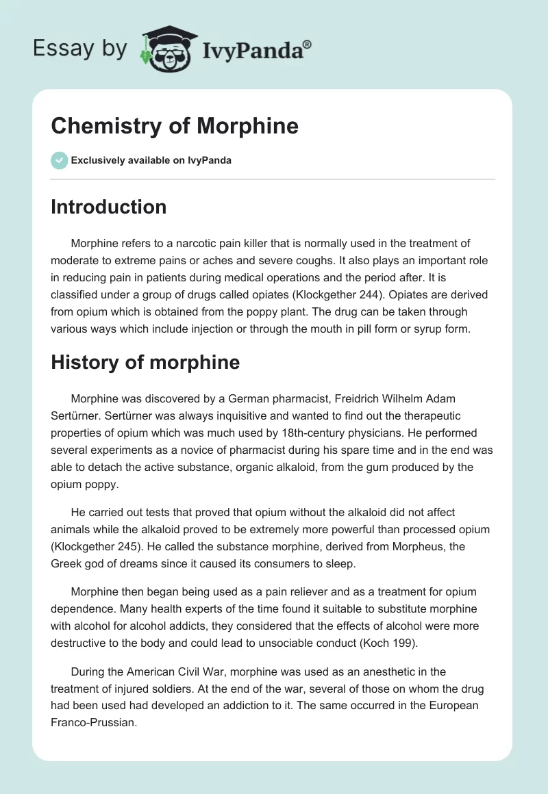 Chemistry of Morphine. Page 1