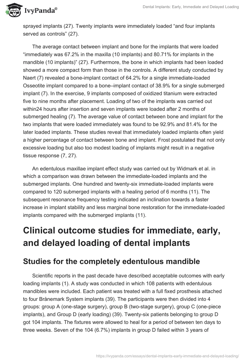 Dental Implants: Early, Immediate and Delayed Loading. Page 4
