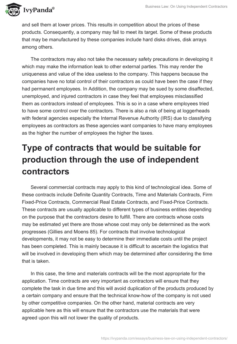 Business Law: On Using Independent Contractors. Page 2