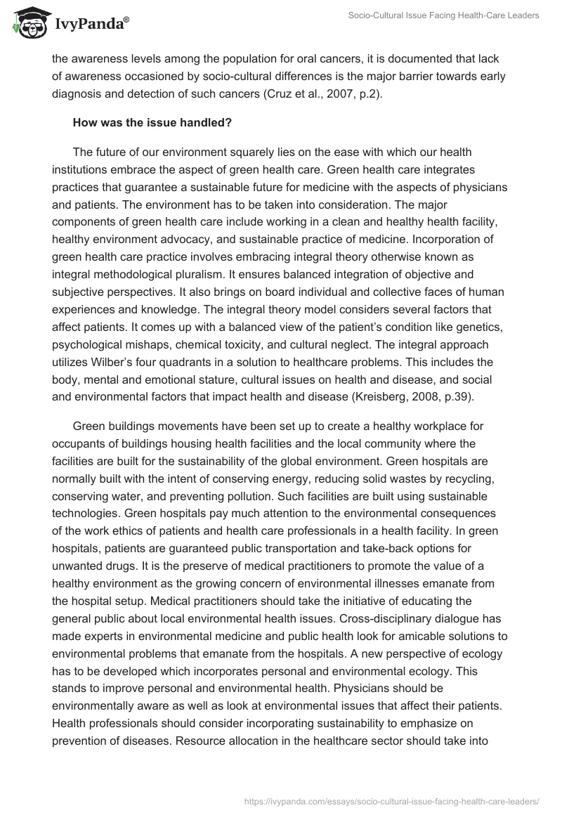 Socio-Cultural Issue Facing Health-Care Leaders. Page 3