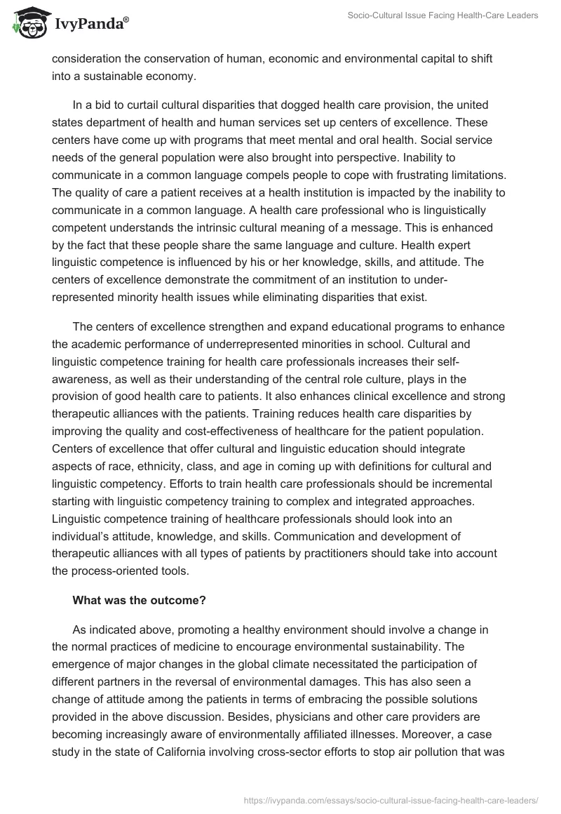 Socio-Cultural Issue Facing Health-Care Leaders. Page 4