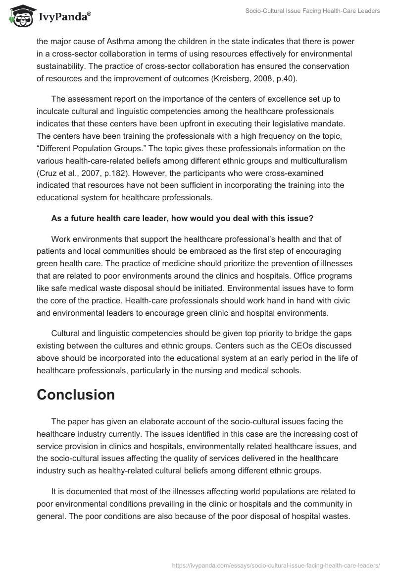 Socio-Cultural Issue Facing Health-Care Leaders. Page 5