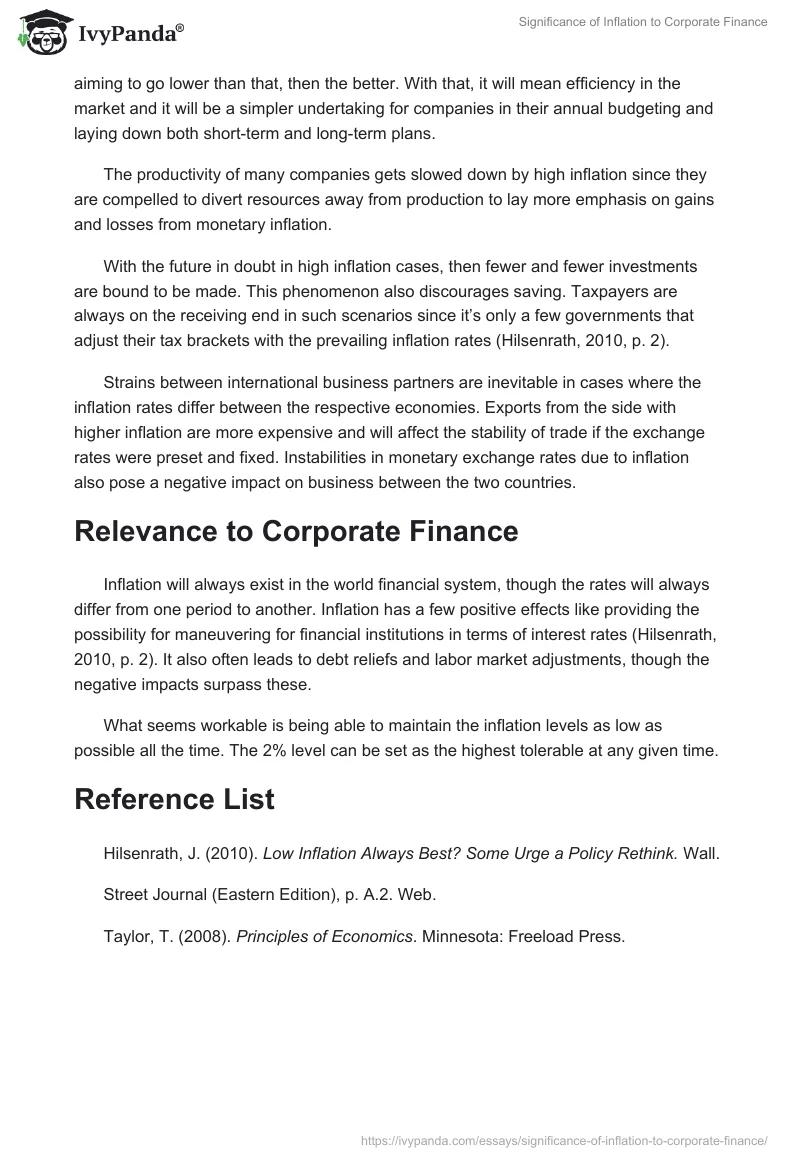 Significance of Inflation to Corporate Finance. Page 2