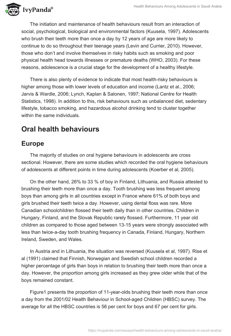 Health Behaviours Among Adolescents in Saudi Arabia. Page 3