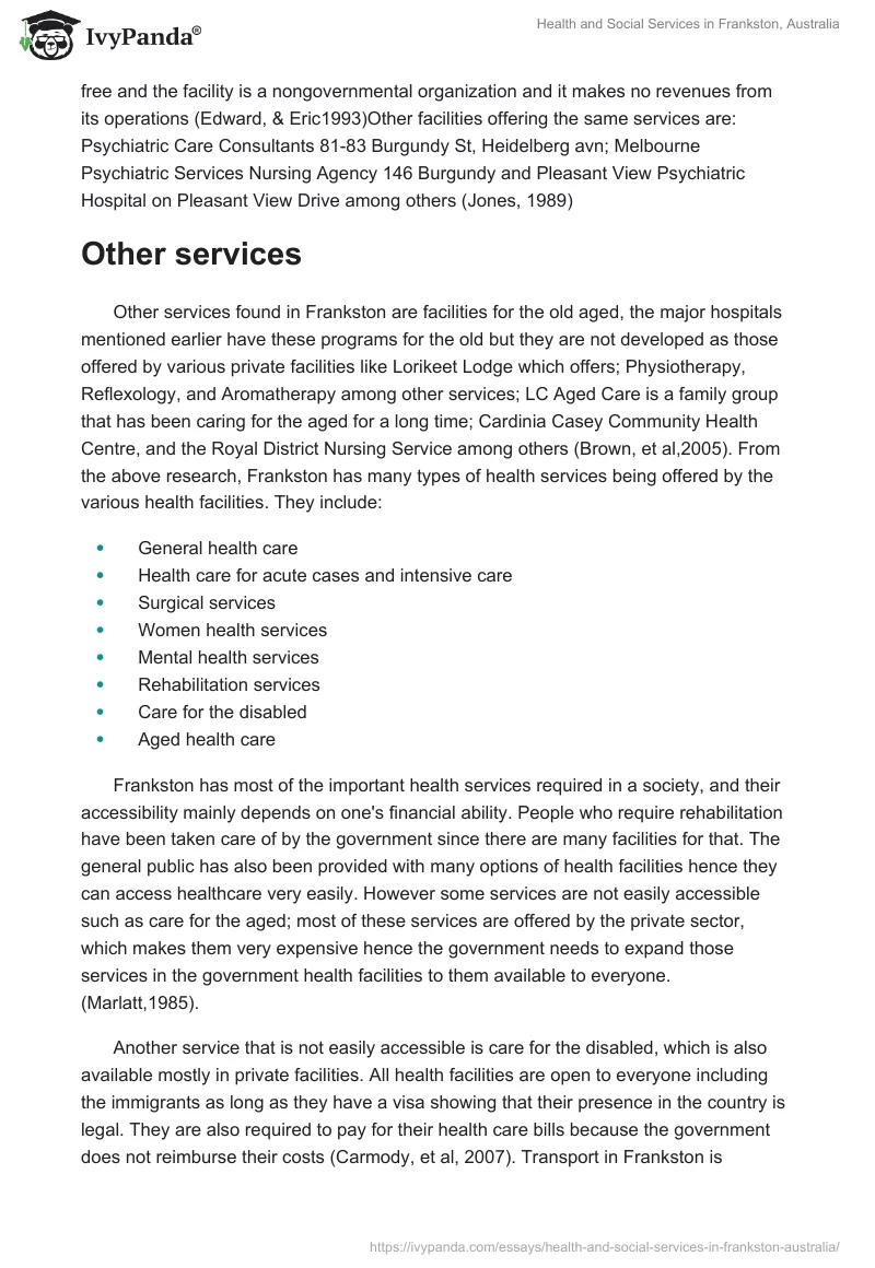 Health and Social Services in Frankston, Australia. Page 3