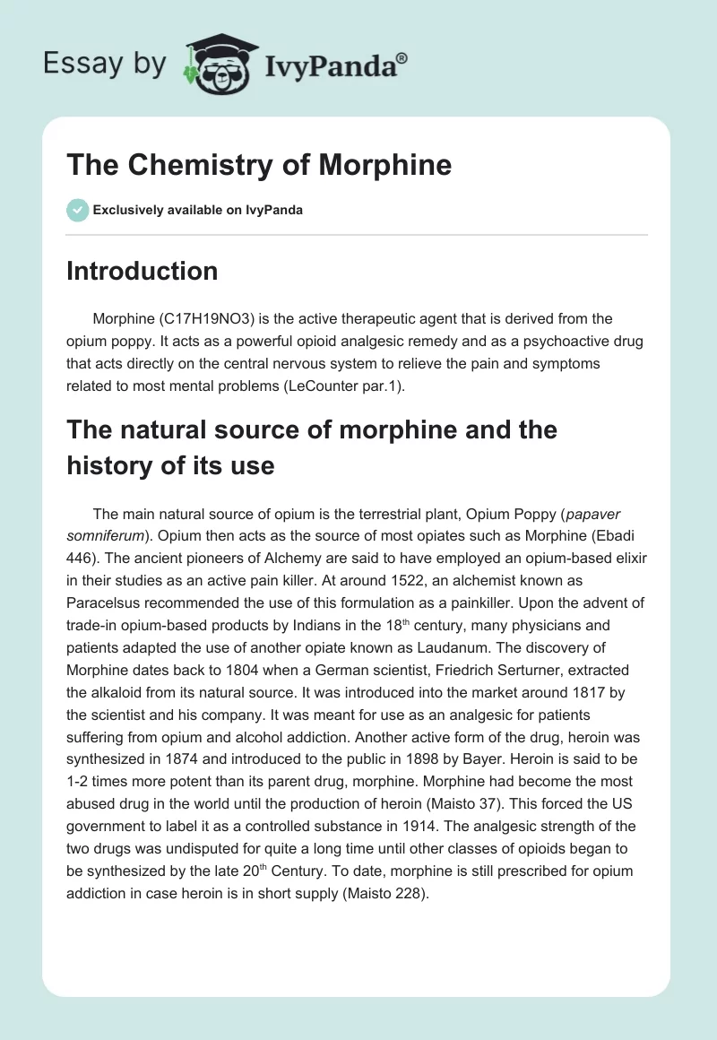 The Chemistry of Morphine. Page 1