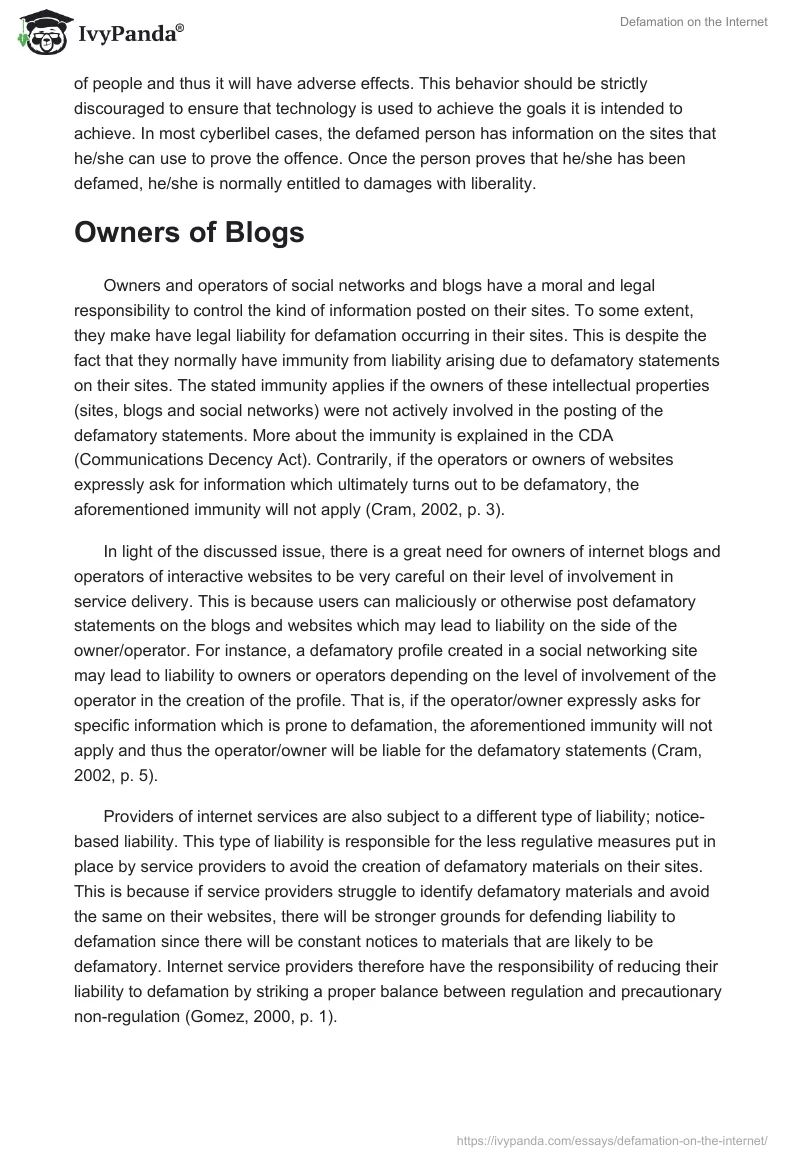 Defamation on the Internet. Page 2