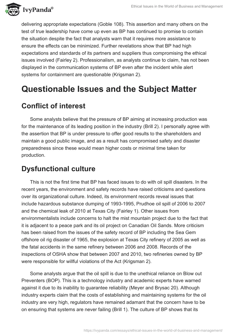 Ethical Issues in the World of Business and Management. Page 3