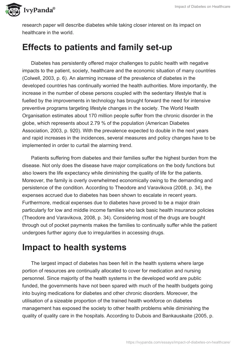 Impact of Diabetes on Healthcare. Page 2