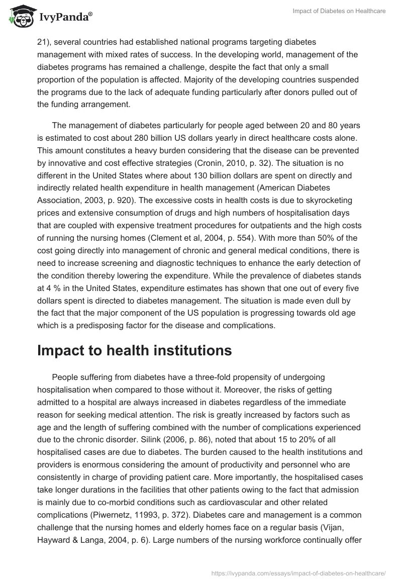 Impact of Diabetes on Healthcare. Page 3