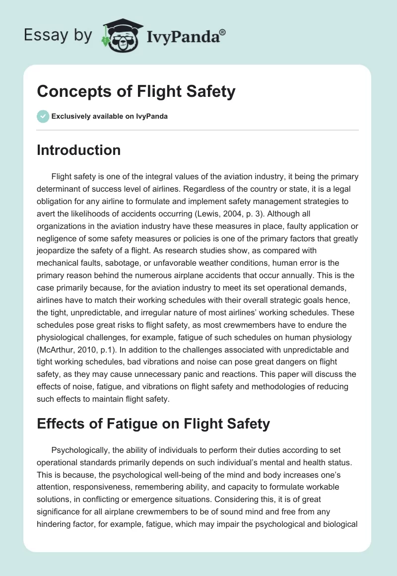 Concepts of Flight Safety. Page 1