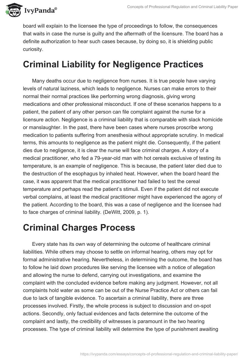 Concepts of Professional Regulation and Criminal Liability Paper. Page 4