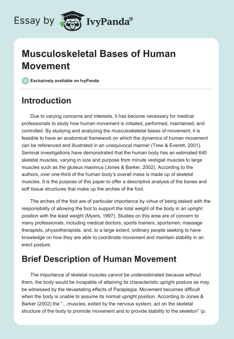 Musculoskeletal Bases of Human Movement. Page 1