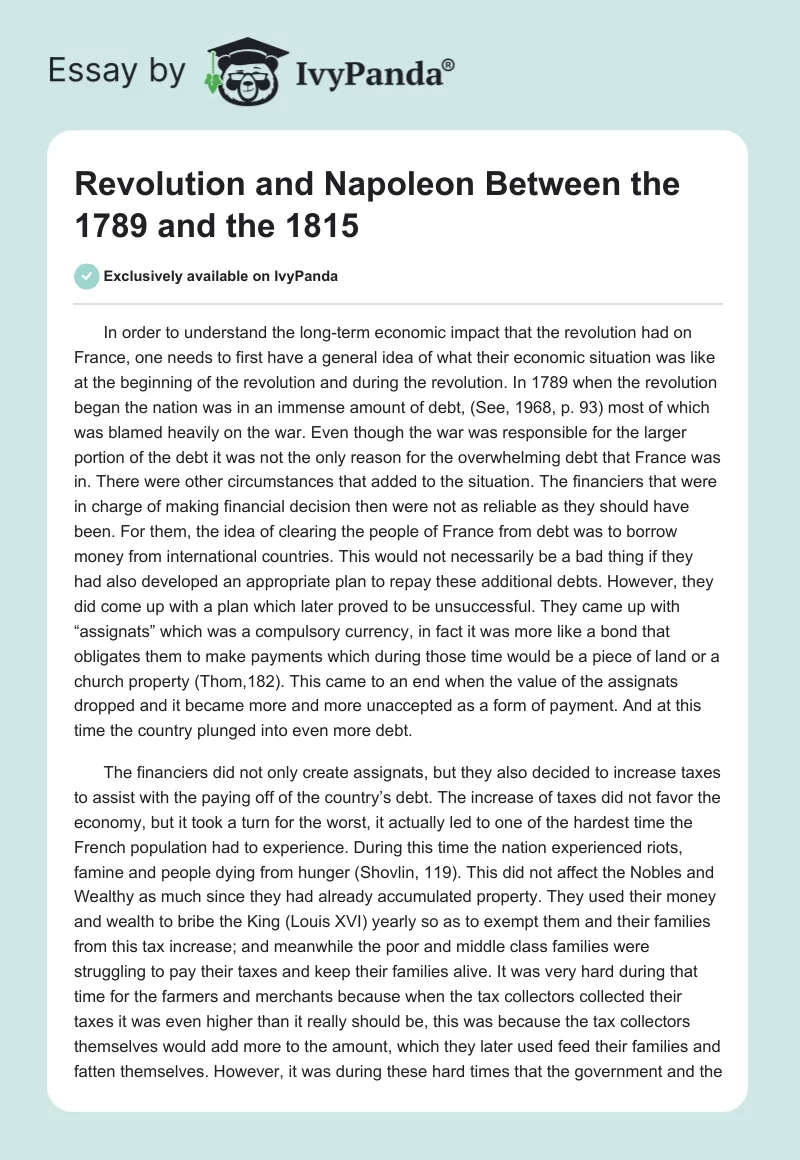 Revolution and Napoleon Between the 1789 and the 1815. Page 1