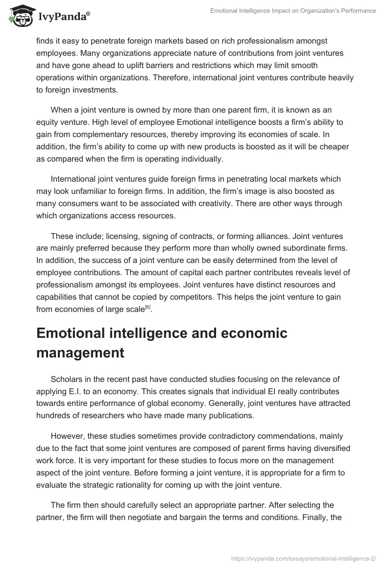 Emotional Intelligence Impact on Organization’s Performance. Page 4