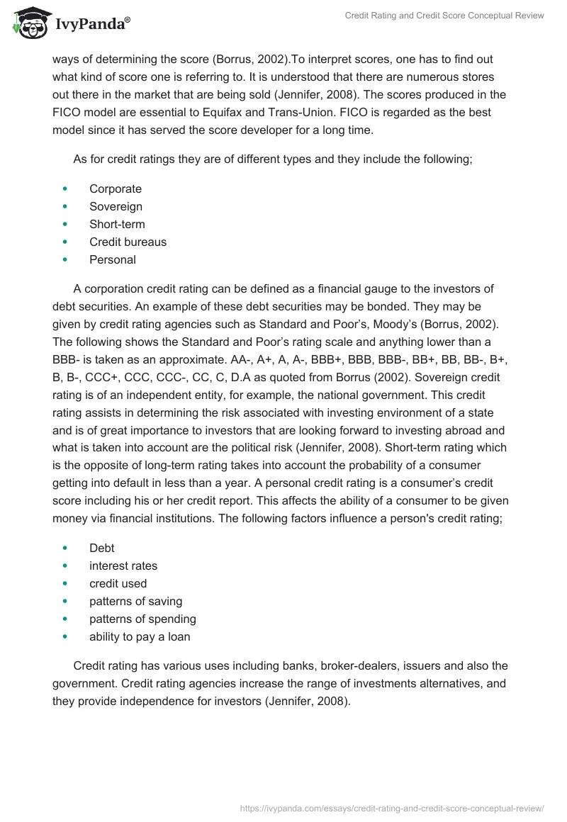 Credit Rating and Credit Score Conceptual Review. Page 2