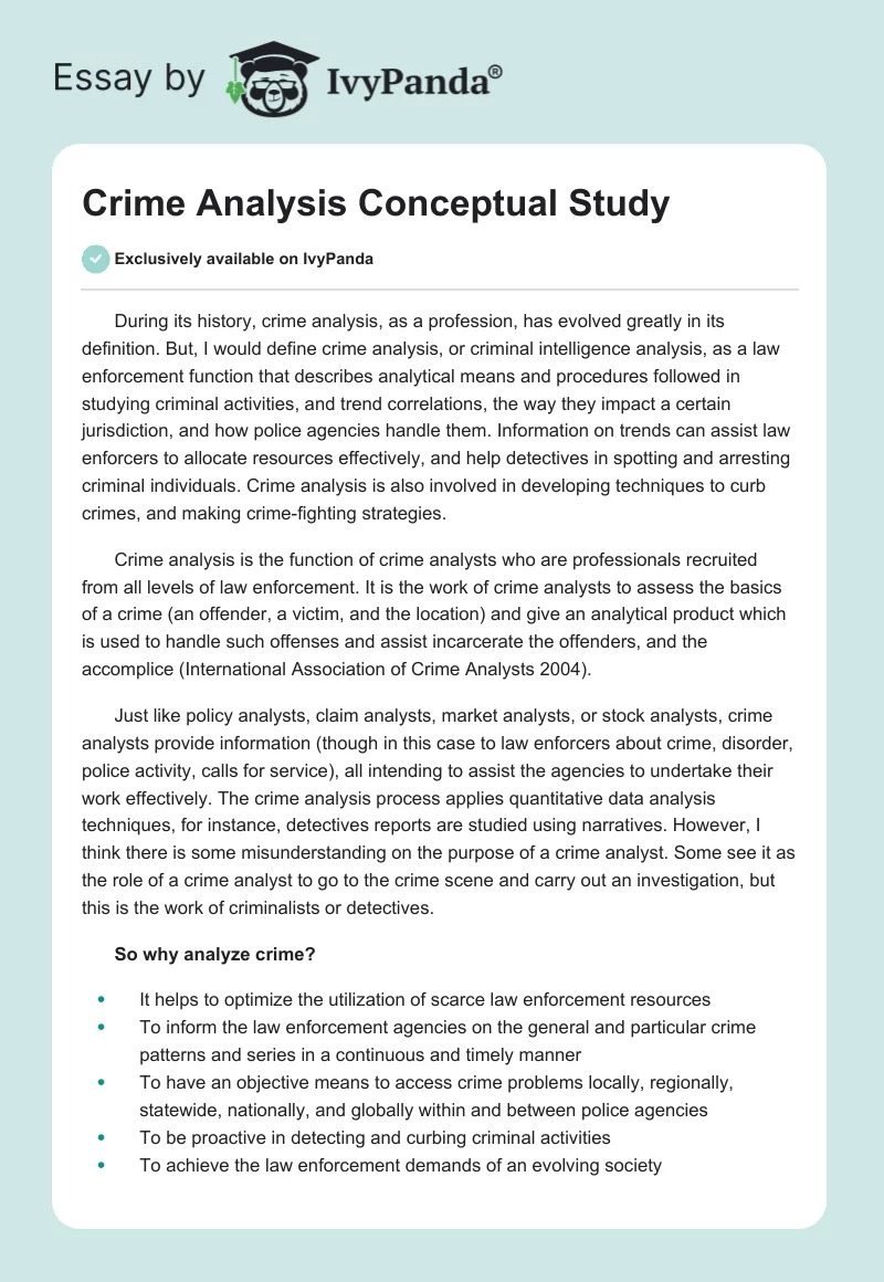Crime Analysis Conceptual Study. Page 1