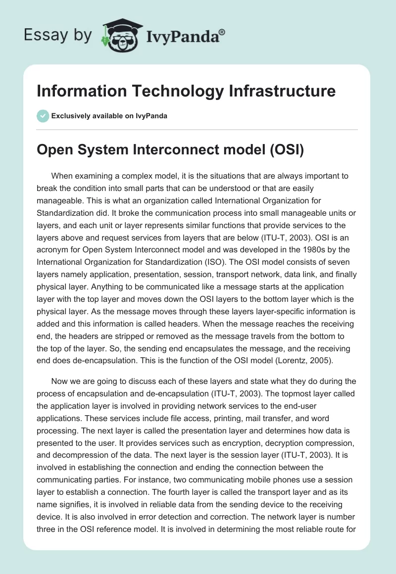 Information Technology Infrastructure. Page 1