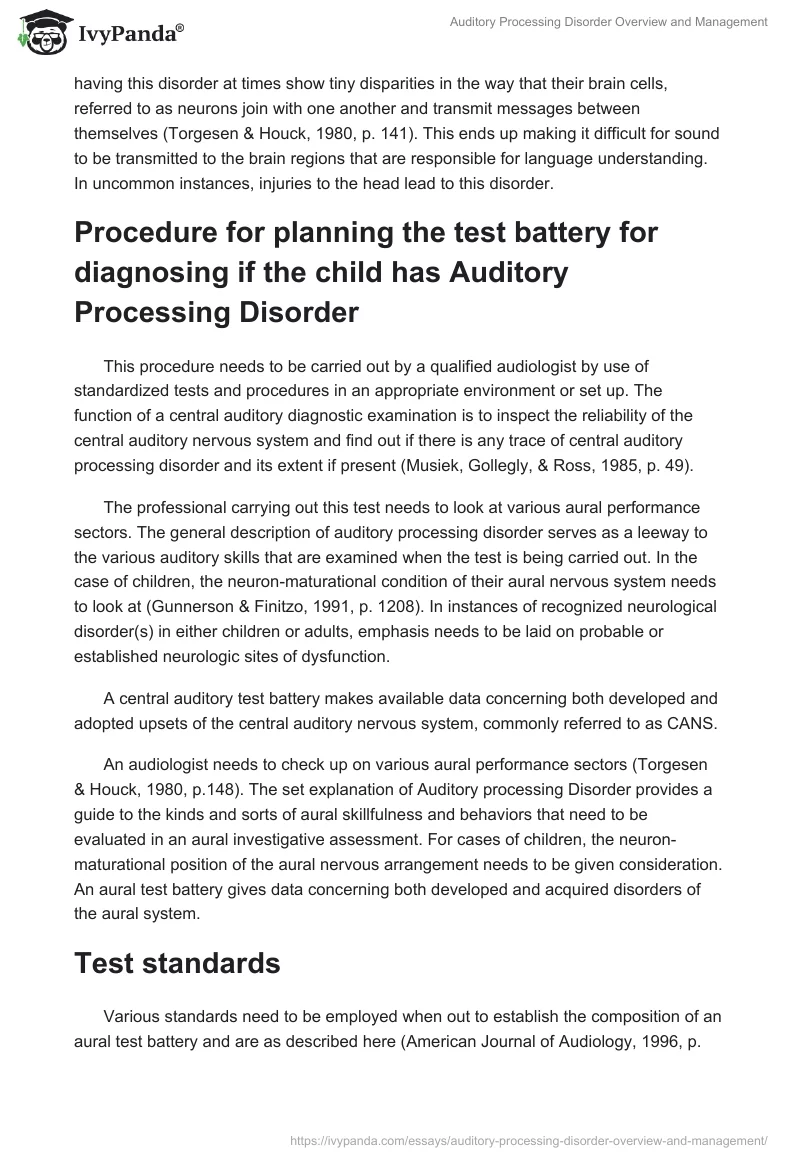 Auditory Processing Disorder Overview and Management. Page 3