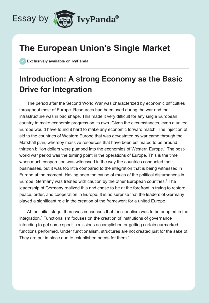 The European Union's Single Market. Page 1