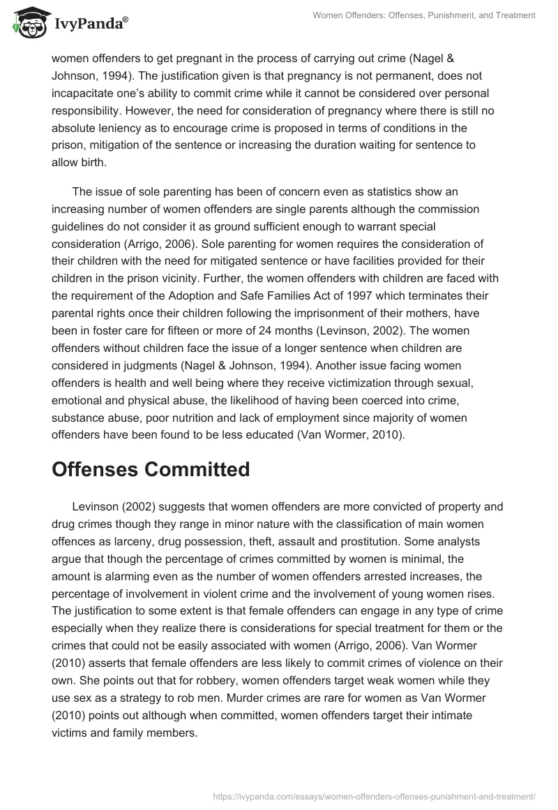 Women Offenders: Offenses, Punishment, and Treatment. Page 2