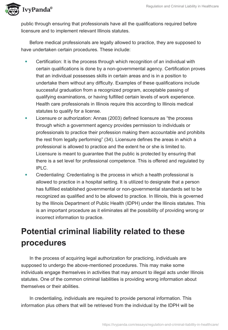 Regulation and Criminal Liability in Healthcare. Page 2
