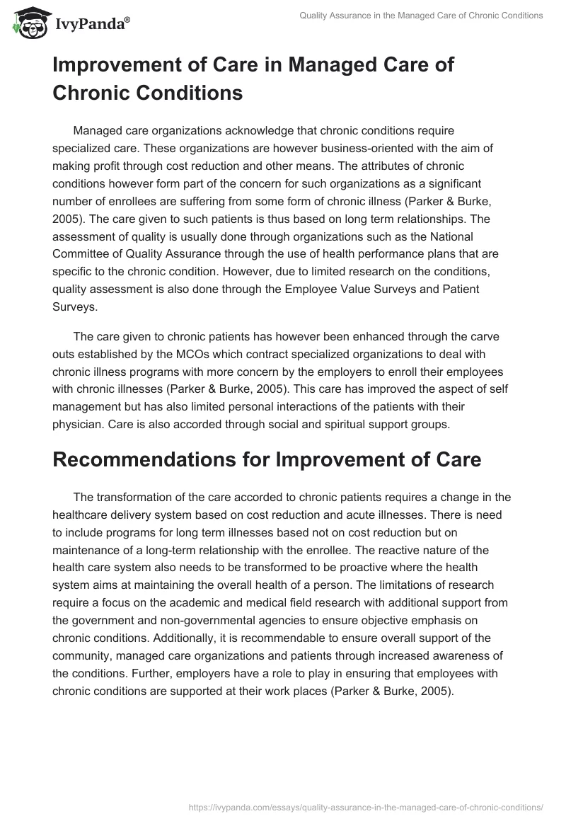 Quality Assurance in the Managed Care of Chronic Conditions. Page 3