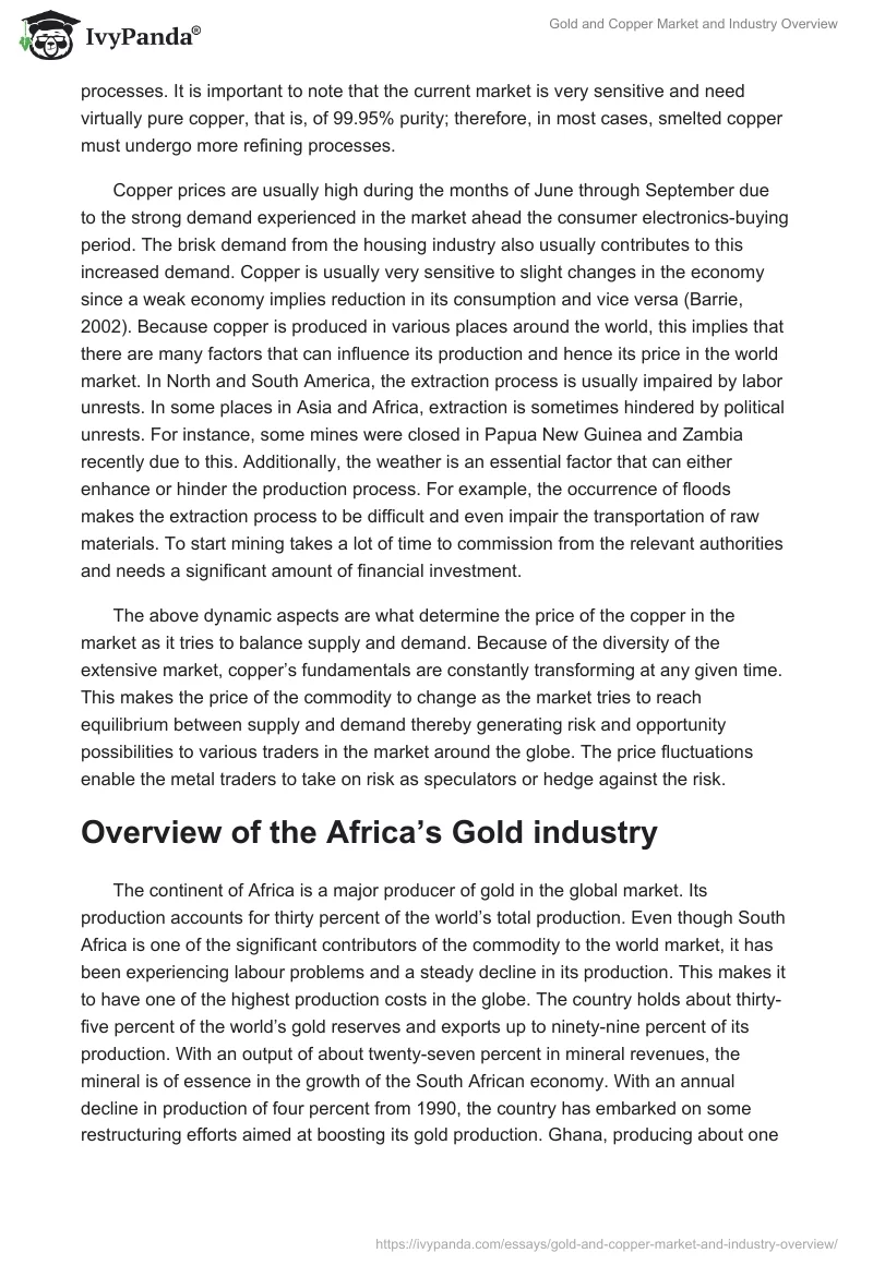 Gold and Copper Market and Industry Overview. Page 4