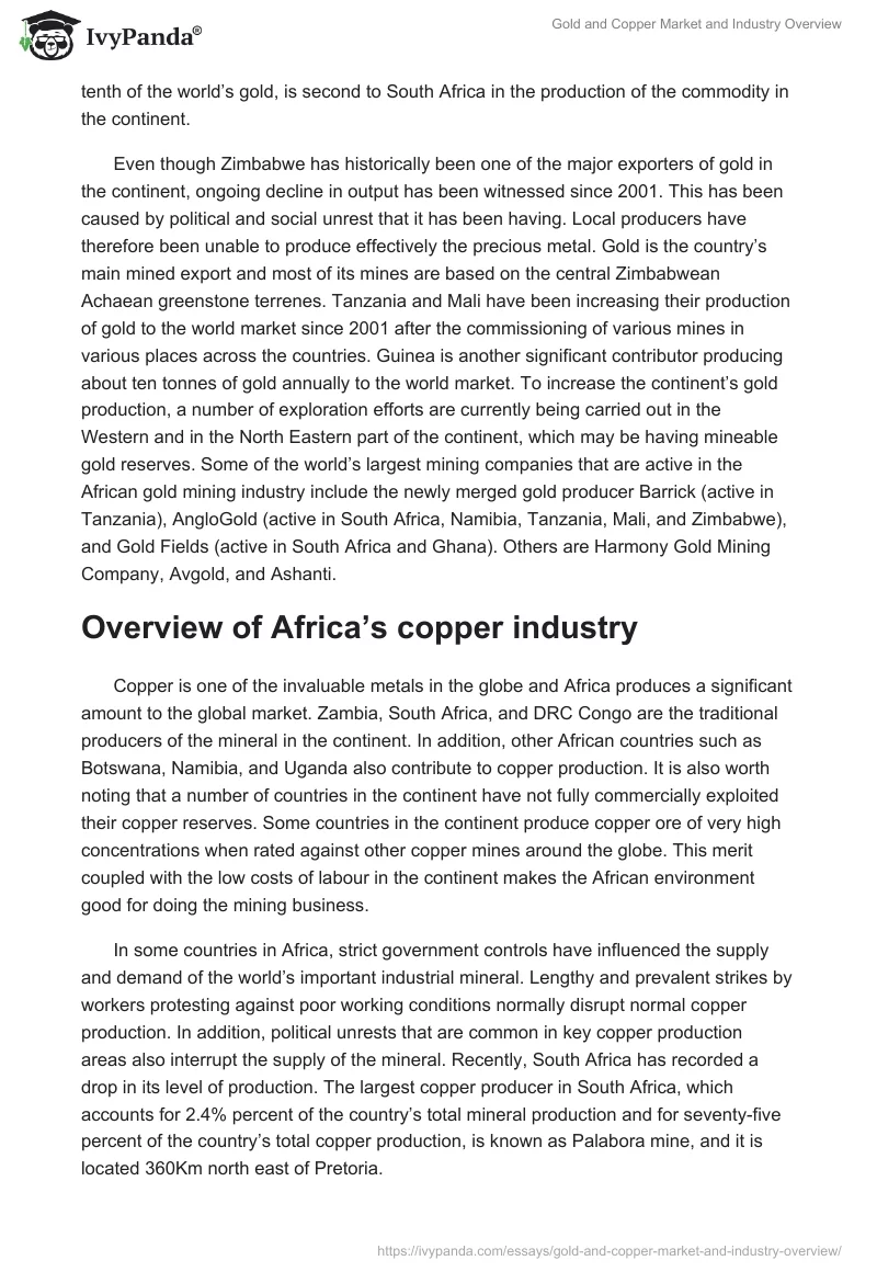 Gold and Copper Market and Industry Overview. Page 5